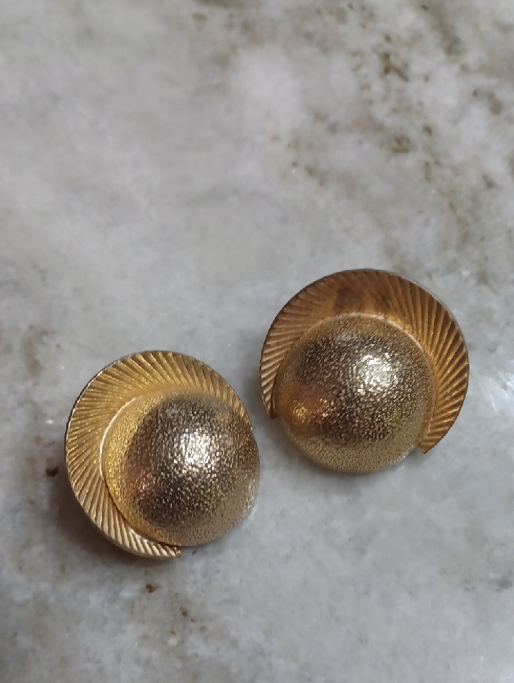 Vintage Textured Gold Dome Clip-On Earrings